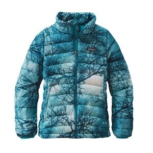 Patagonia Girls Down Sweater Jacket, Moontree, Deep Blue Sea, Size L (12)